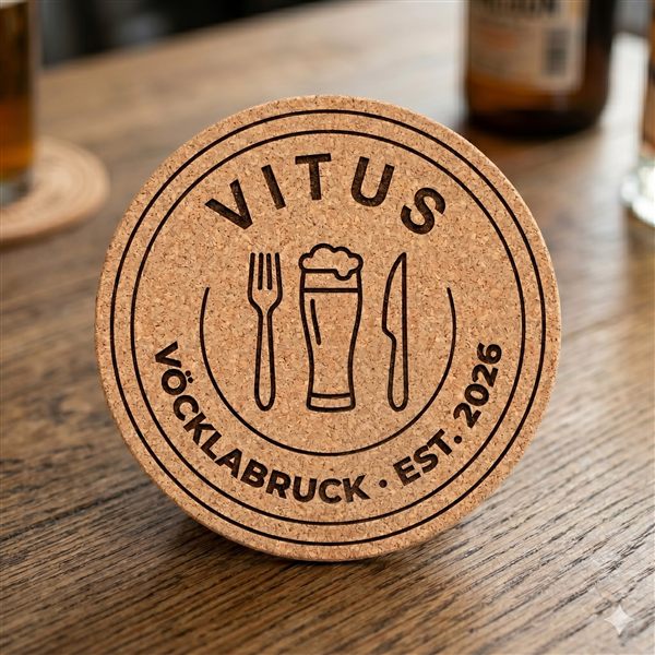 VITUS Bierdeckel aus Kork mit graviertem Vereinslogo