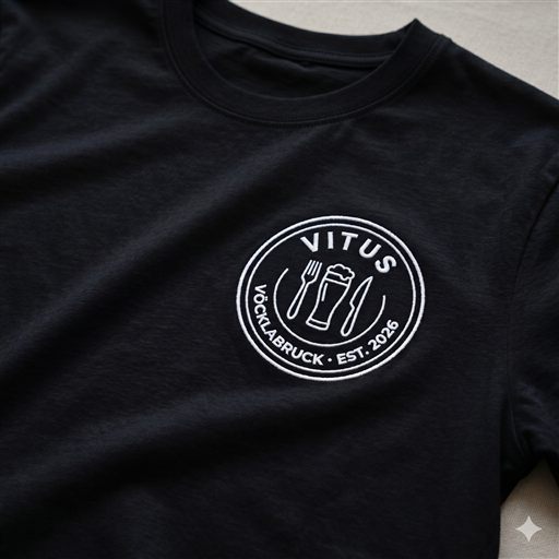 Schwarzes VITUS T-Shirt mit gesticktem Vereinslogo
